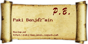 Paki Benjámin névjegykártya